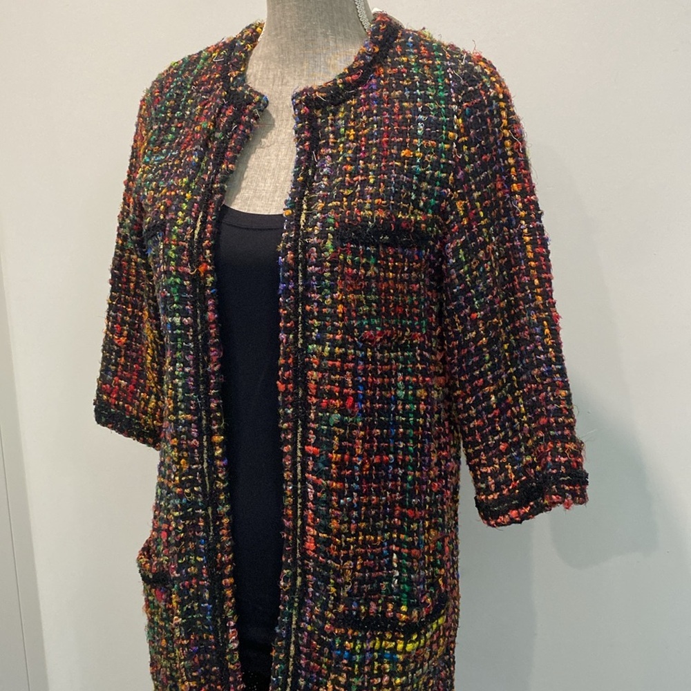 Anthropologie Twa Berwyn Tweed Coat Cardigan Multicolor NWT XS - Picture 6 of 16